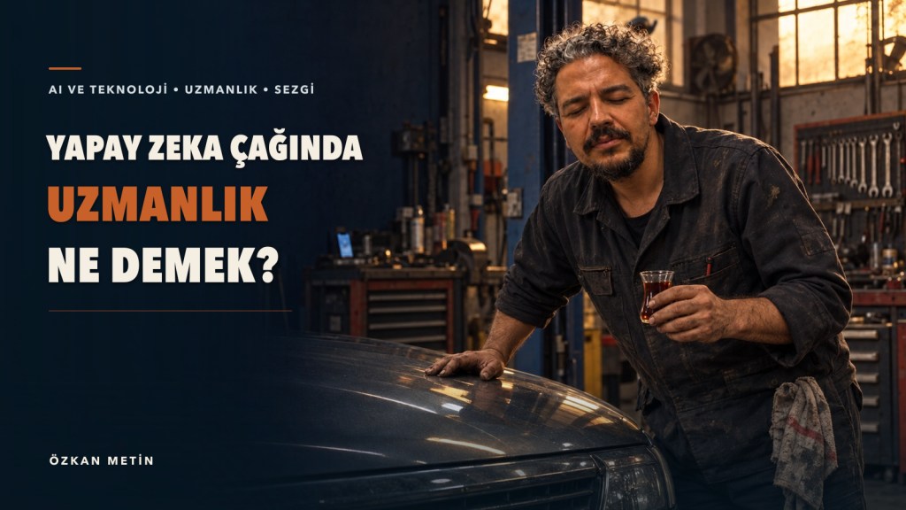 Sanayide gözleri kapalı, elinde çay bardağıyla kaputa dokunup motoru dinleyen usta
